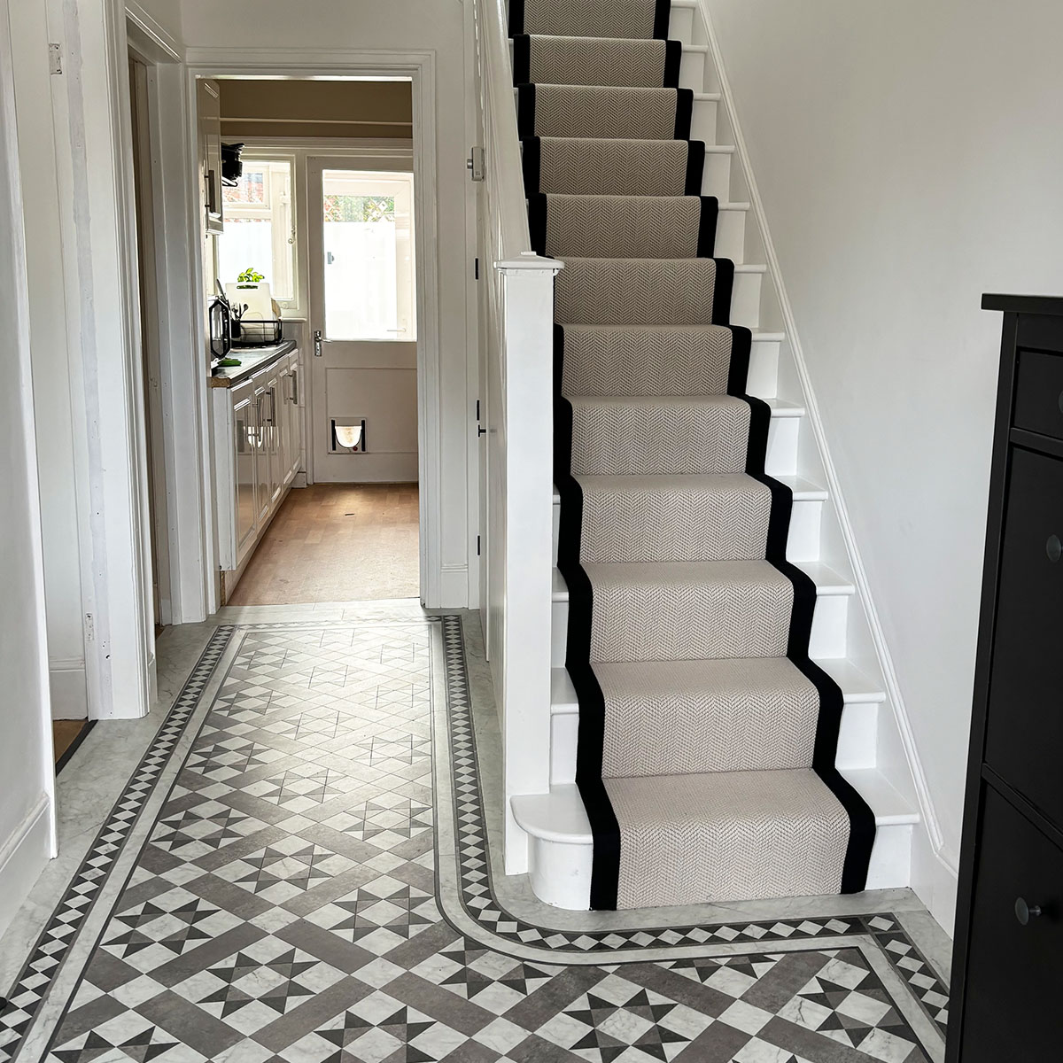 Black Binding Stair Runner Amtico Hallway_